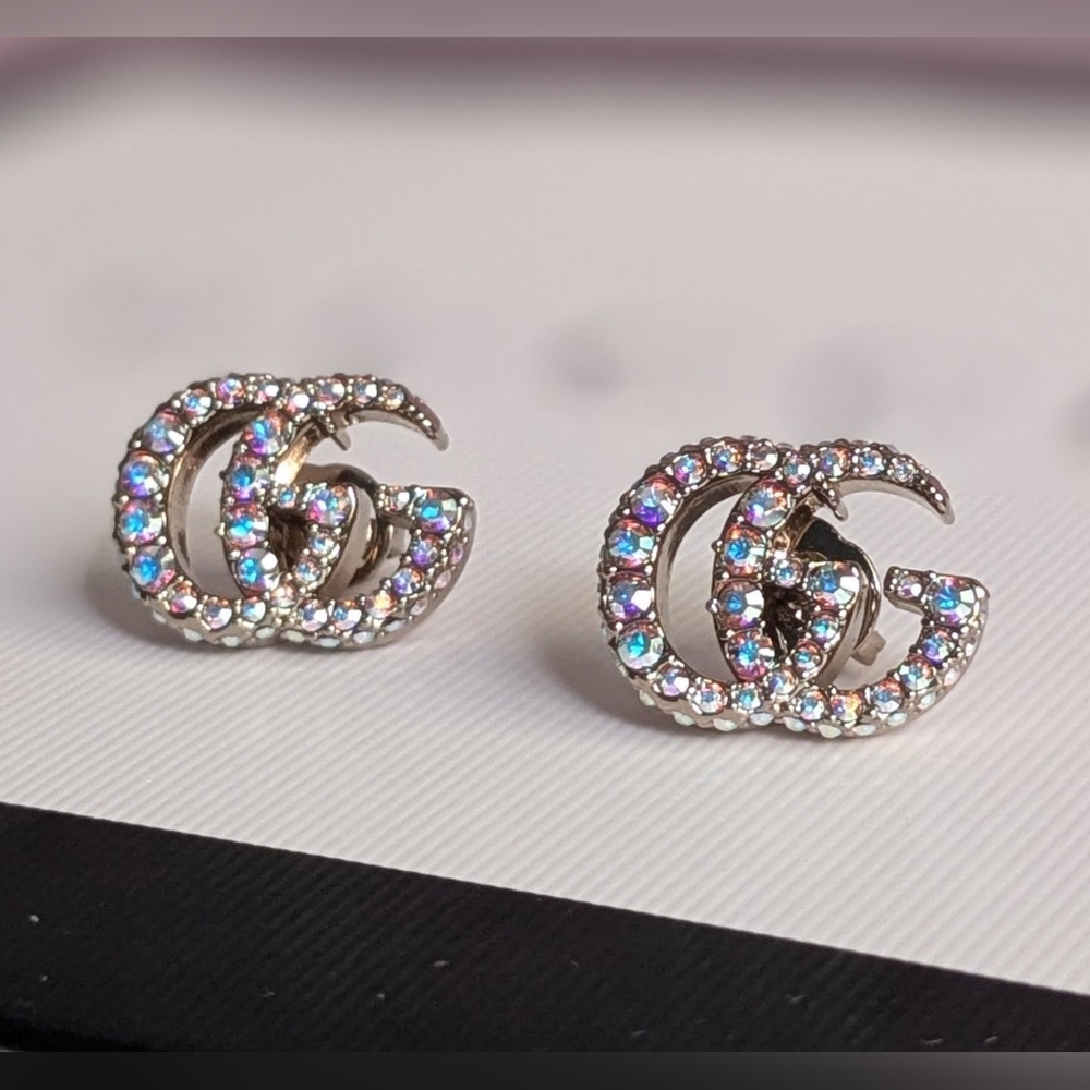 Gucci GG Crystal Embellished Stud Earrings